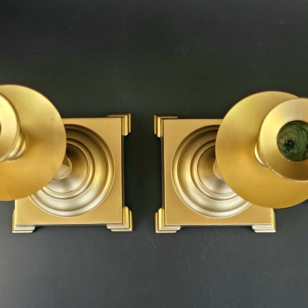 Vintage Candlestick Holders - 13 1/4" Tall * 4.5"*4.5" Base - Solid Brass - Pair - Picture 7 of 10